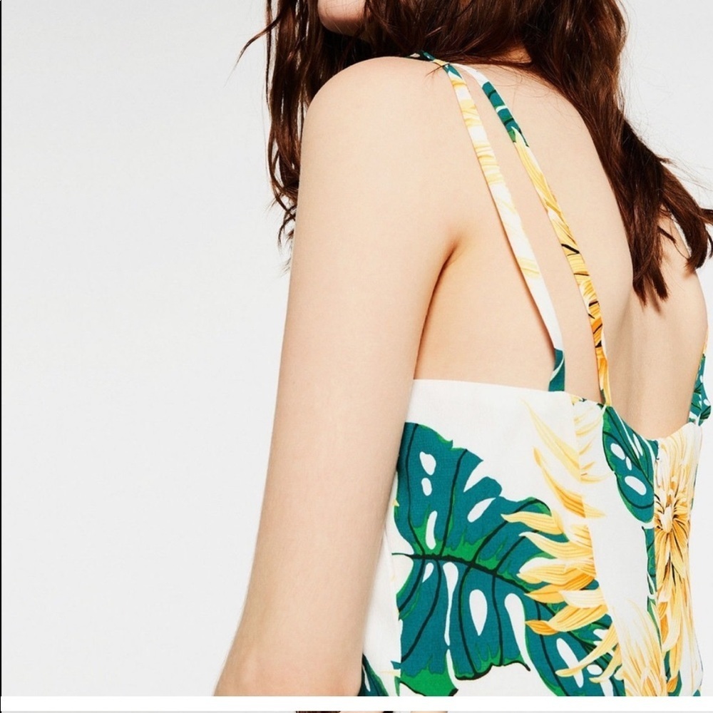 ZARA size M white multi jumpsuit flow culotte - Picture 6 of 13